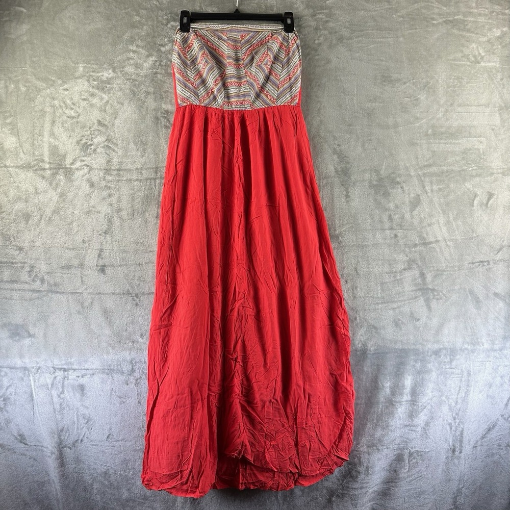 West 36th Maxi Dress Women's M Orange w/ Multicolor Top Strapless.